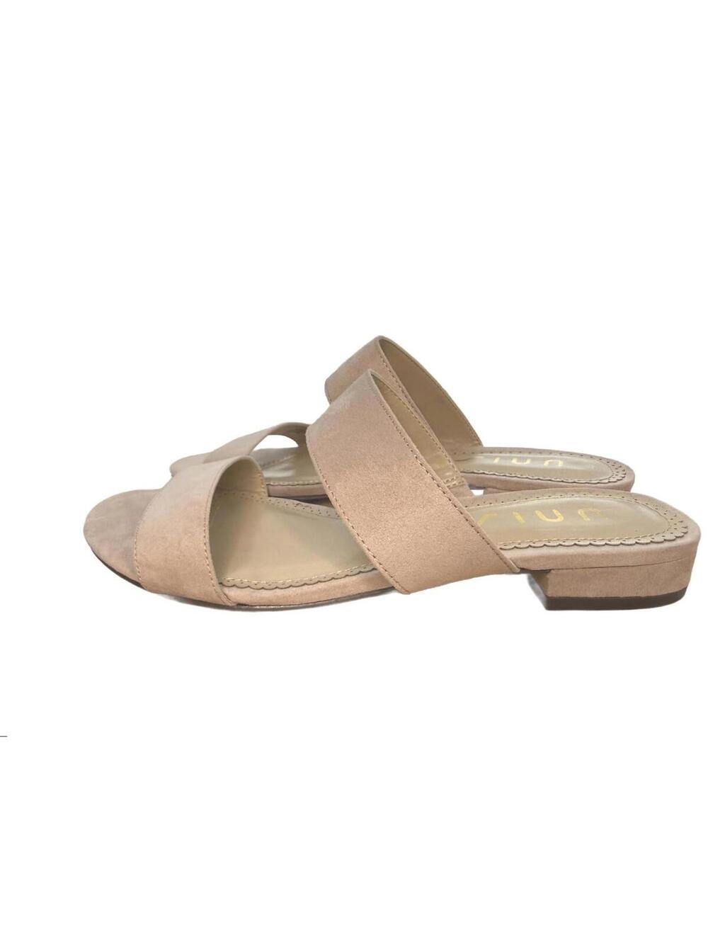 Unisa Slid Sandals Women's Size 8M Tan Shiny Slip On Evening Festival Party